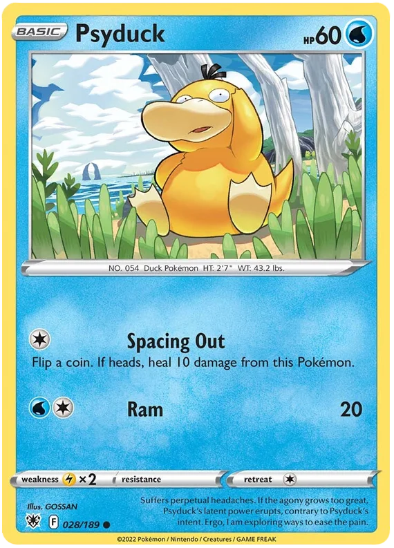 Psyduck Base Card #028/189 2022 Sword & Shield Astral Radiance Pokemon Card