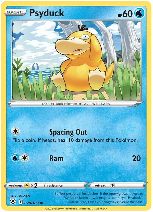 Psyduck Base Card #028/189 2022 Sword & Shield Astral Radiance Pokemon Card