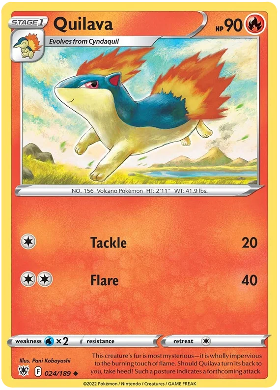 Quilava Base Card #024/189 2022 Sword & Shield Astral Radiance Pokemon Card