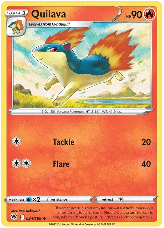 Quilava Base Card #024/189 2022 Sword & Shield Astral Radiance Pokemon Card