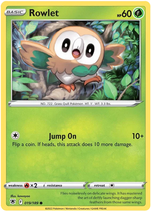 Rowlet Base Card #019/189 2022 Sword & Shield Astral Radiance Pokemon Card