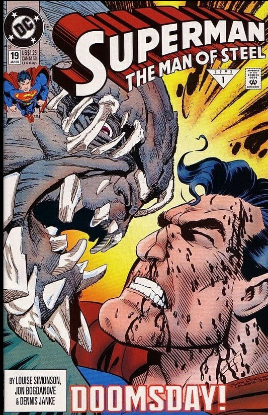SUPERMAN  THE MAN OF STEEL # 19   DOOMSDAY  RETAIL ISSUE  DC COMIC BOOK 1993
