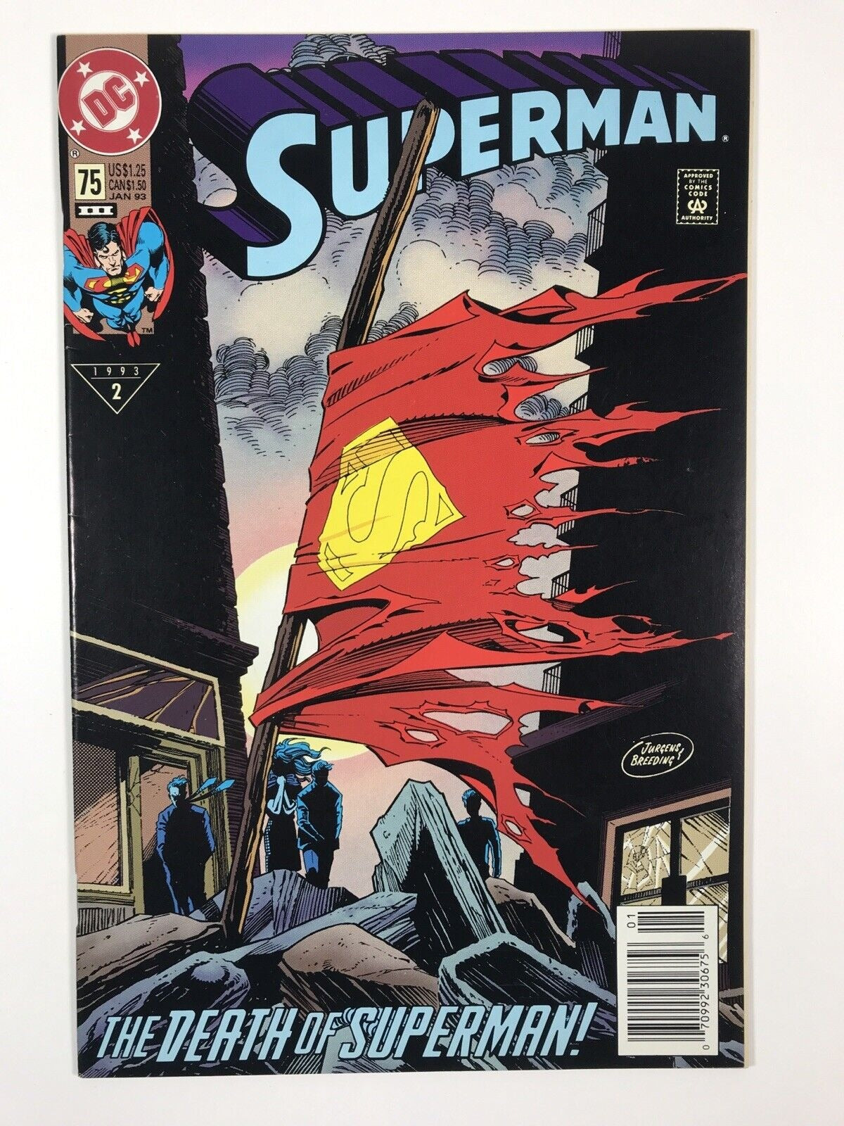 SUPERMAN  # 75 DEATH OF SUPERMAN SEALED DOOMSDAY  3RD PRINTING  DC COMIC BOOK 1993