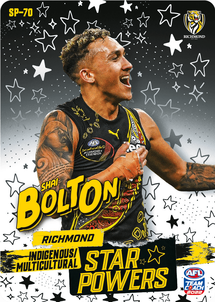 2022 AFL Teamcoach Star powers Shai Bolton SP-70 CODE UNUSED
