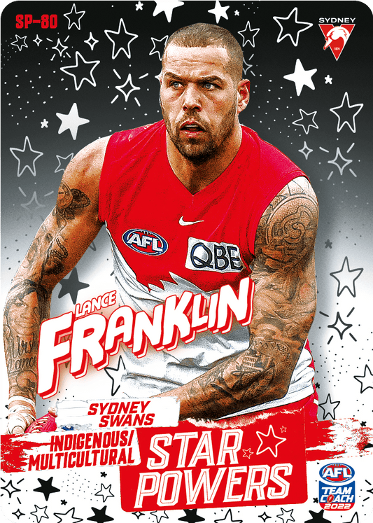2022 AFL Teamcoach Indigenous Star powers Lance Franklin SP-80 CODE UNUSED