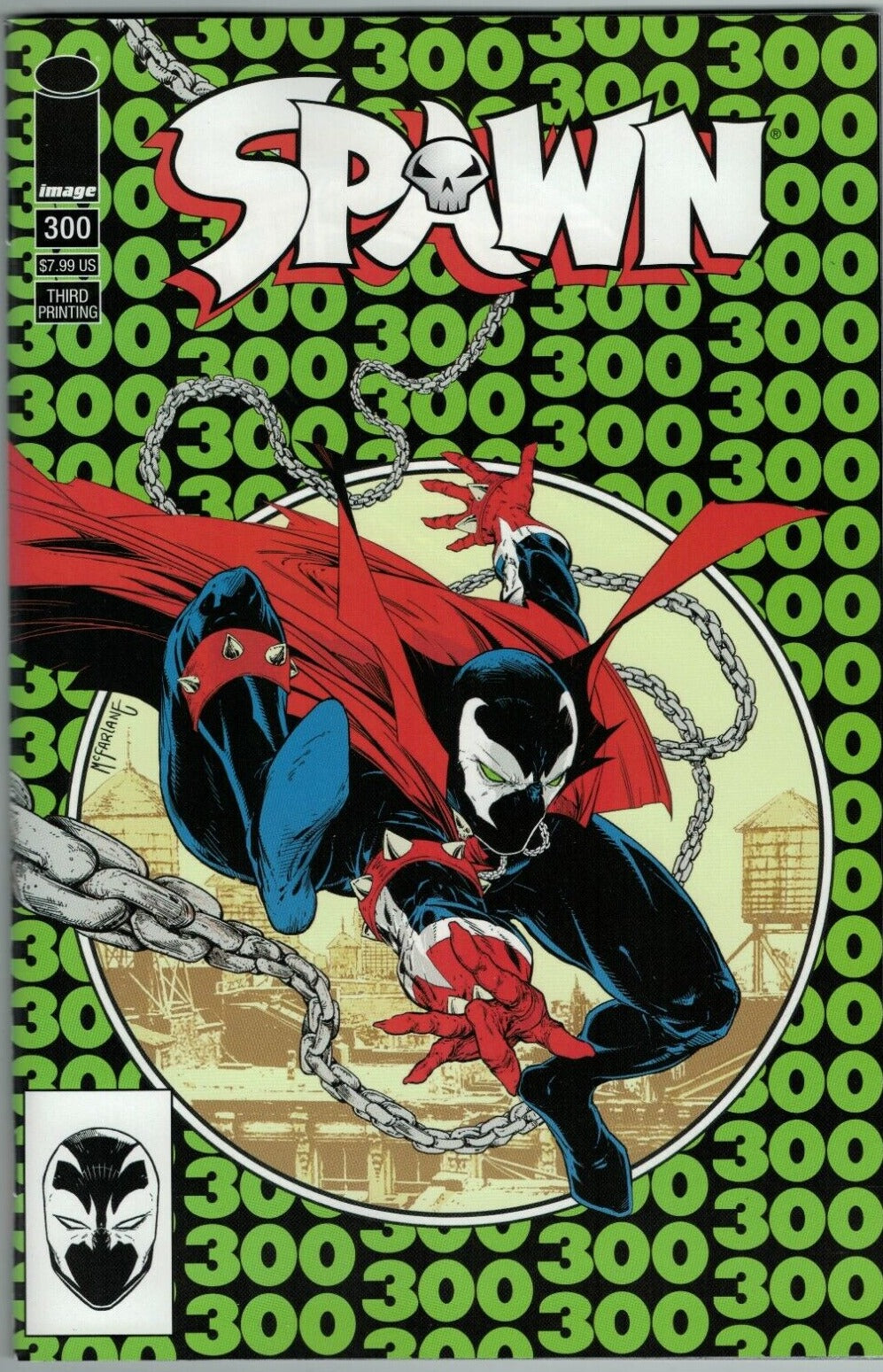 SPAWN # 300  VARIANT EDITION GREEN  COVER 3rd PRINTING HOMAGE  SPIDER-MAN 300 COVER MARVEL COMIC BOOK 2019