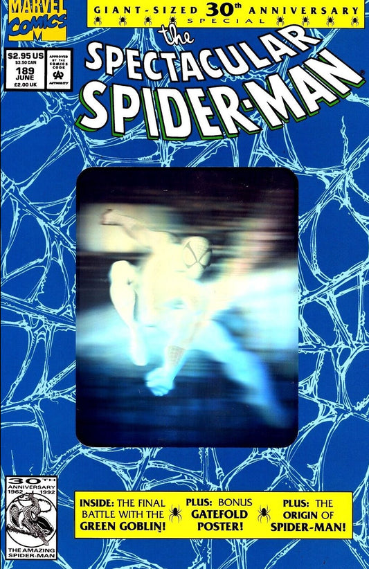 THE SPECTACULAR SPIDER-MAN # 189 VARIANT HOLOGRAM  MARVEL COMIC BOOK 1992