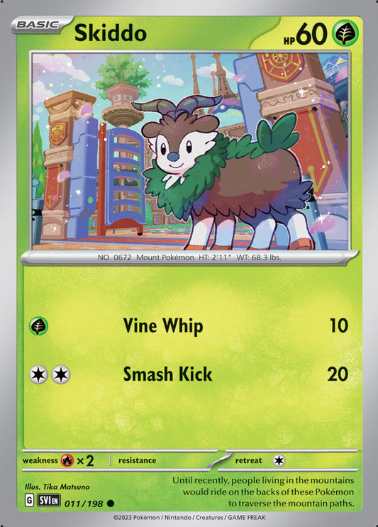 Skiddo Base Card #011/198 2023 Scarlet & Violet Pokemon Card