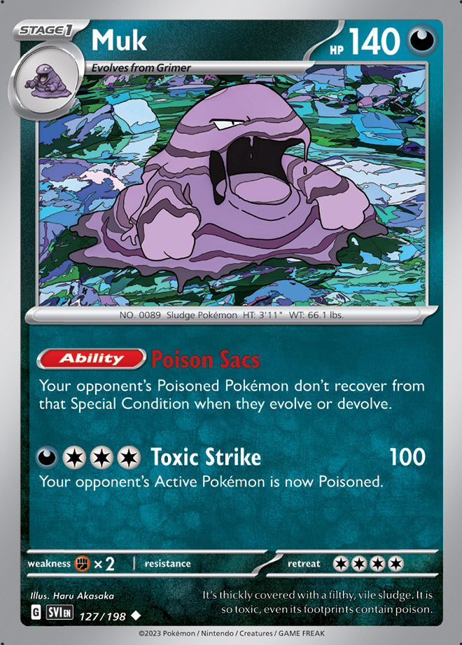 Muk Base Card #127/198 2023 Scarlet & Violet Pokemon Card