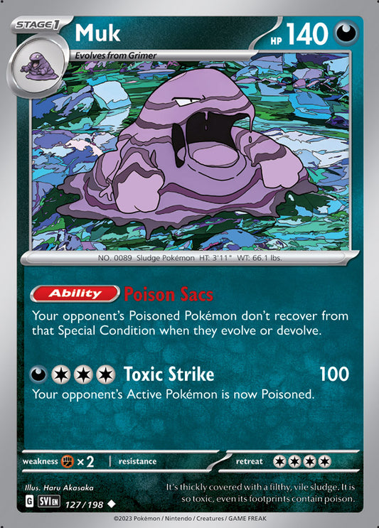 Muk Base Card #127/198 2023 Scarlet & Violet Pokemon Card