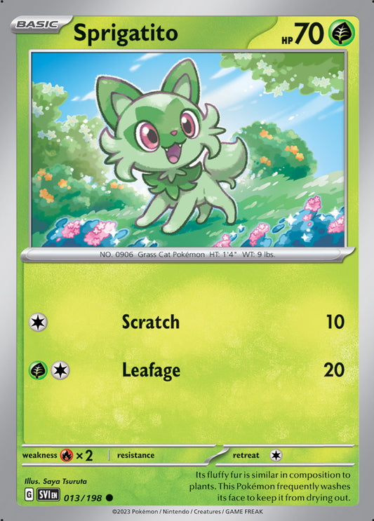 Sprigatito Base Card #013/198 2023 Scarlet & Violet Pokemon Card