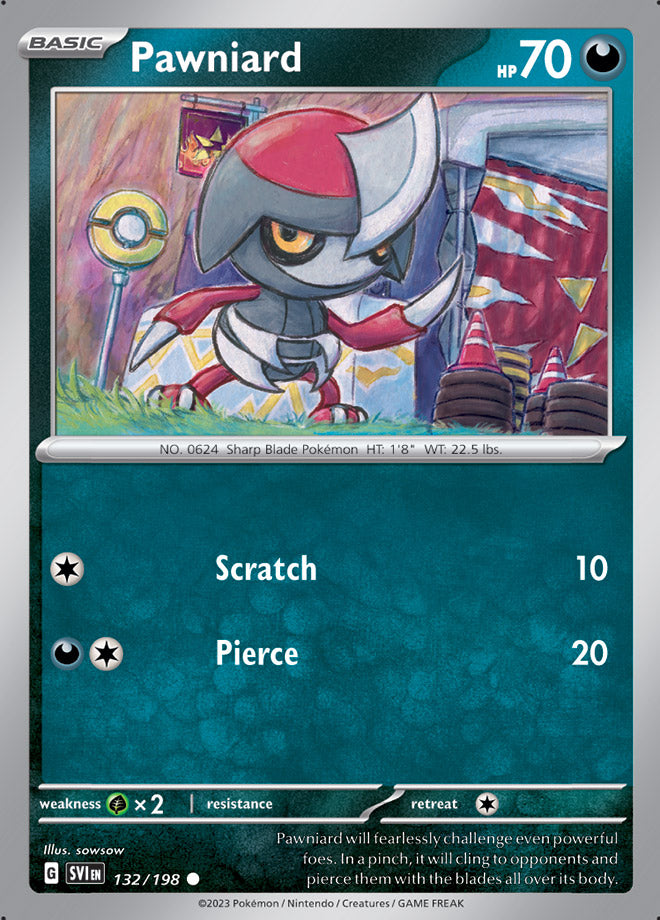 Pawniard Base Card #132/198 2023 Scarlet & Violet Pokemon Card