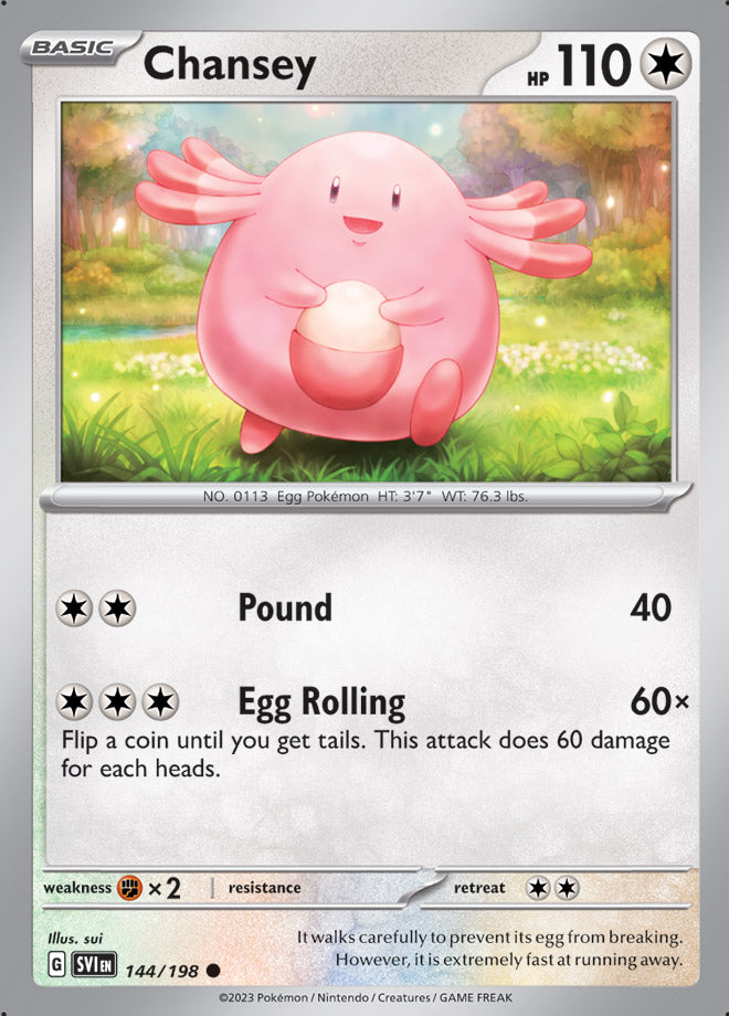 Chansey Base Card #144/198 2023 Scarlet & Violet Pokemon Card