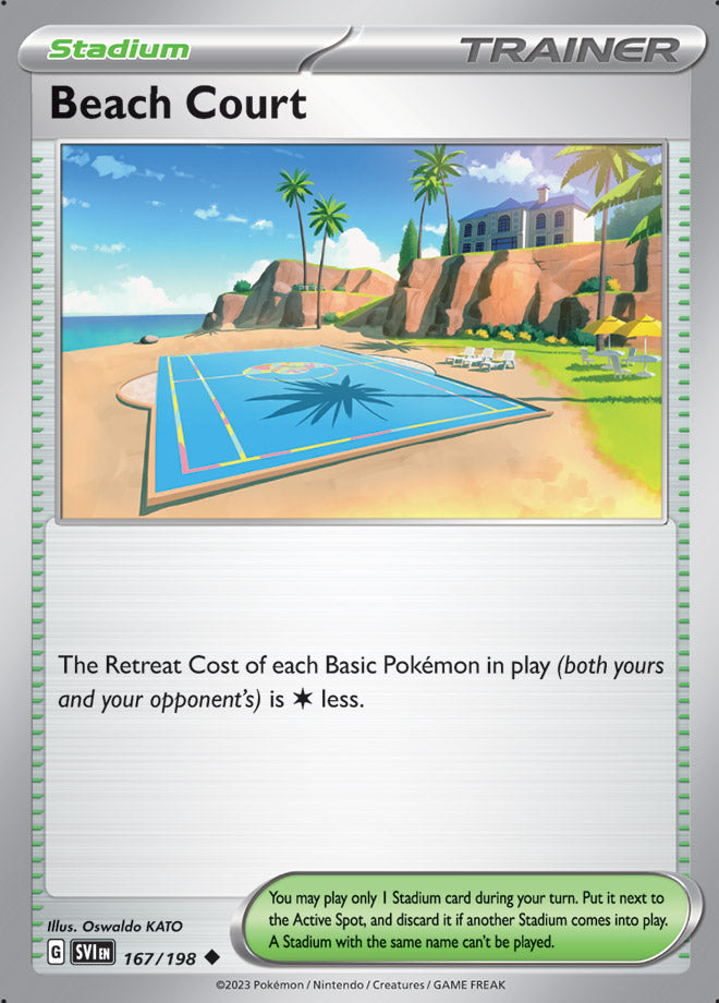 Beach Court Trainer Base Card #167/198 2023 Scarlet & Violet Pokemon Card