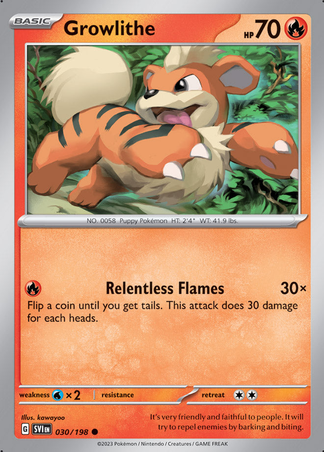 Growlithe Base Card #030/198 2023 Scarlet & Violet Pokemon Card