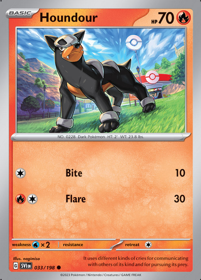 Houndour Base Card #033/198 2023 Scarlet & Violet Pokemon Card