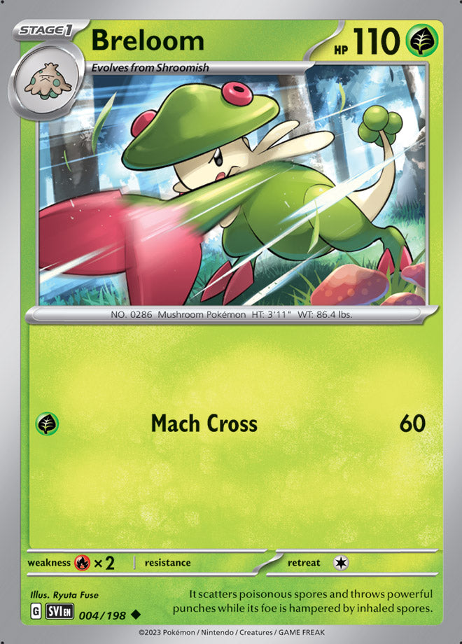 Breloom Base Card #004/198 2023 Scarlet & Violet Pokemon Card