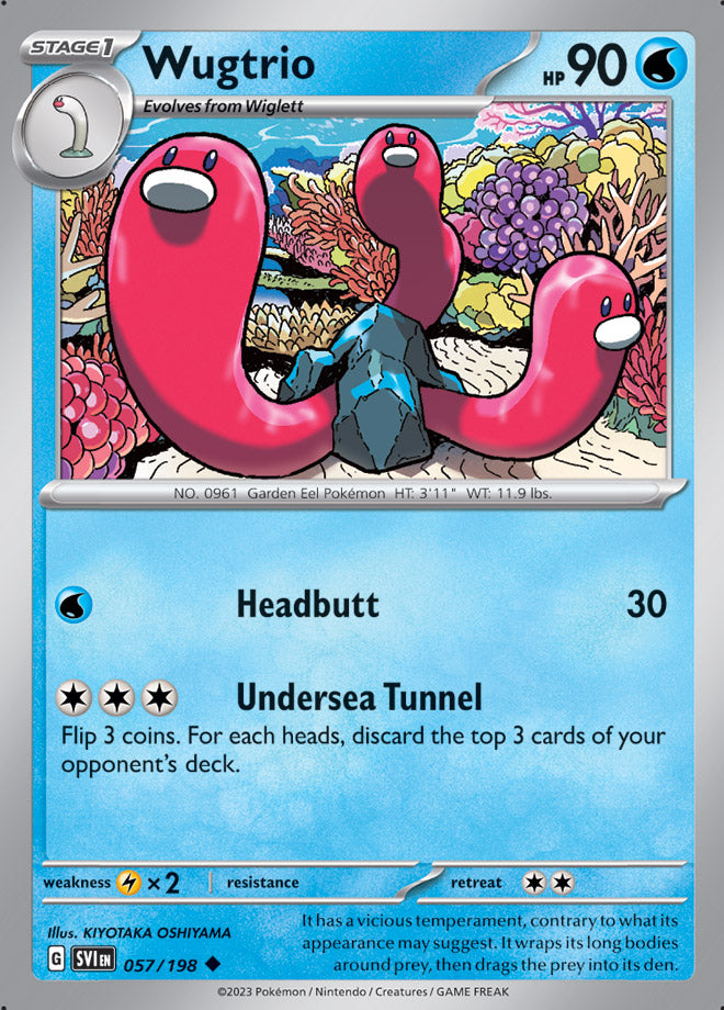 Wugtrio Base Card #057/198 2023 Scarlet & Violet Pokemon Card