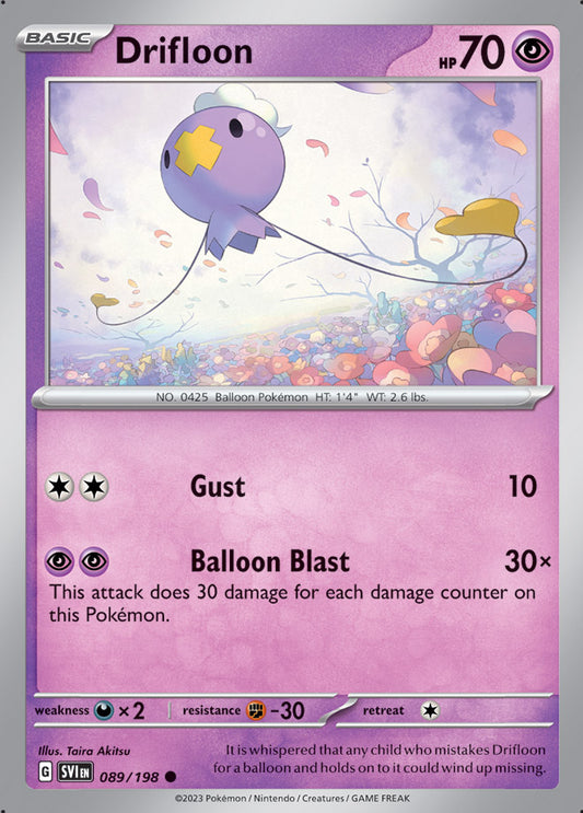 Drifloon Base Card #089/198 2023 Scarlet & Violet Pokemon Card