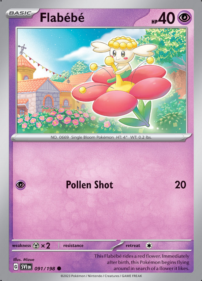 Flabebe Base Card #091/198 2023 Scarlet & Violet Pokemon Card