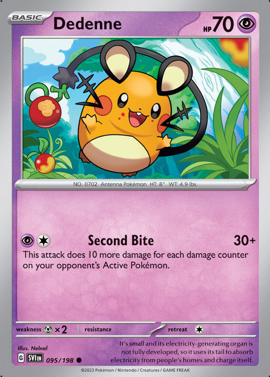 Dedenne Base Card #095/198 2023 Scarlet & Violet Pokemon Card