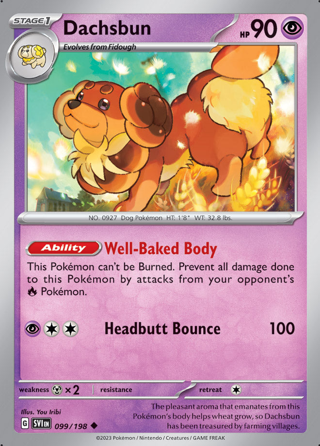 Dachsbun Base Card #099/198 2023 Scarlet & Violet Pokemon Card