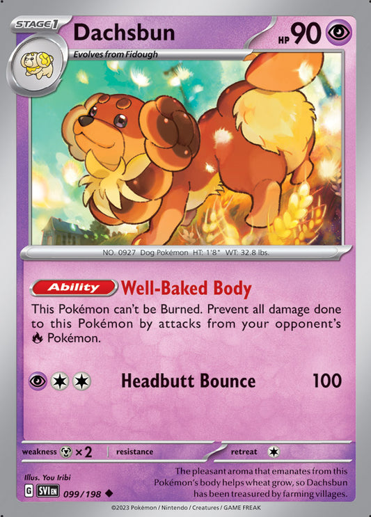 Dachsbun Base Card #099/198 2023 Scarlet & Violet Pokemon Card