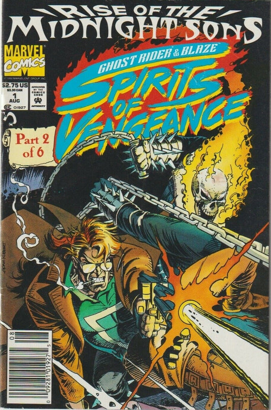 GHOST RIDER & BLAZE SPIRITS OF VENGEANCE # 1 RISE OF THE MIDNIGHT SONS NO POSTER MARVEL  COMIC BOOK 1992