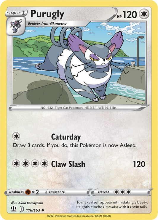 Purugly Base card #116/163 Pokémon Card Battle Styles