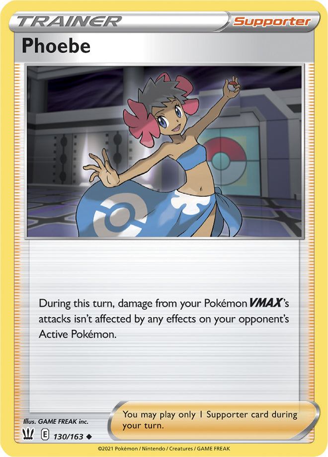 Phoebe Trainer Base card #130/163 Pokémon Card Battle Styles