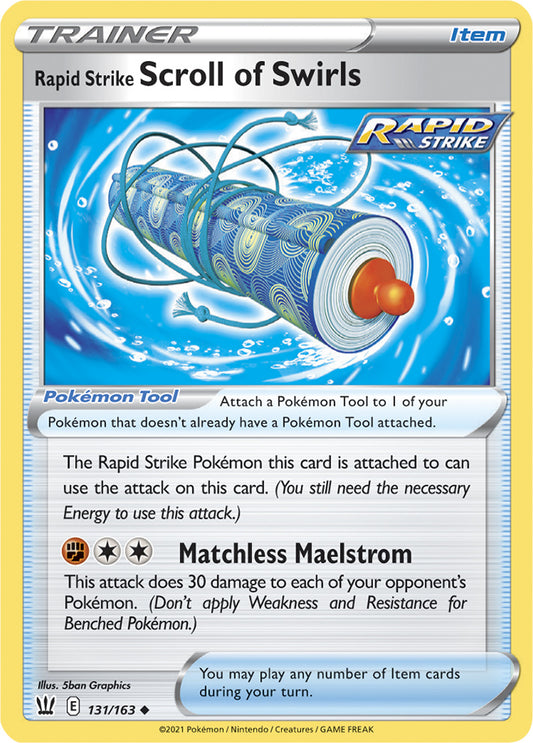 Rapid Strike Scroll of Swirls Trainer Base card #131/163 Pokémon Card Battle Styles