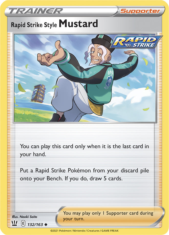 Rapid Strike Style Mustard Trainer Base card #132/163 Pokémon Card Battle Styles