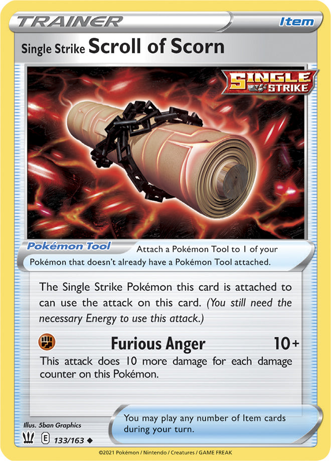 Single Strike Scroll of Scorn Trainer Base card #133/163 Pokémon Card Battle Styles