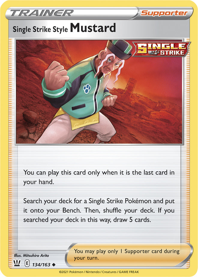 Single Strike Style Mustard Trainer Base card #134/163 Pokémon Card Battle Styles