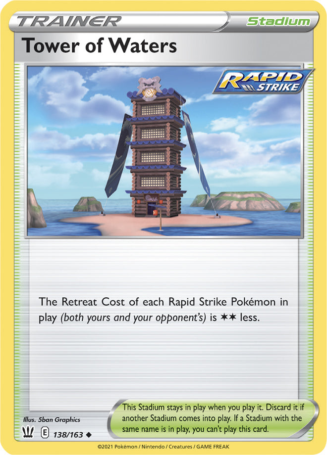 Tower of Waters Trainer Base card #138/163 Pokémon Card Battle Styles