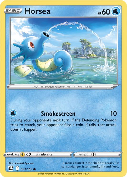 Horsea Base card #031/163 Pokémon Card Battle Styles