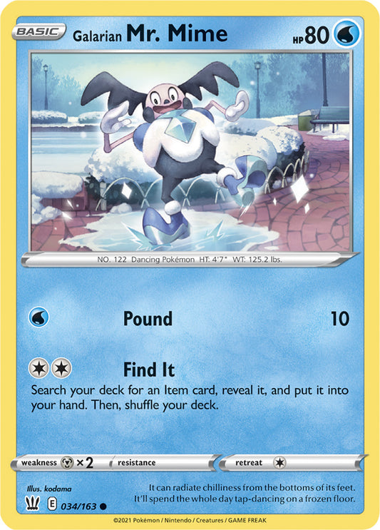 Galarian Mr Mime Base card #034/163 Pokémon Card Battle Styles