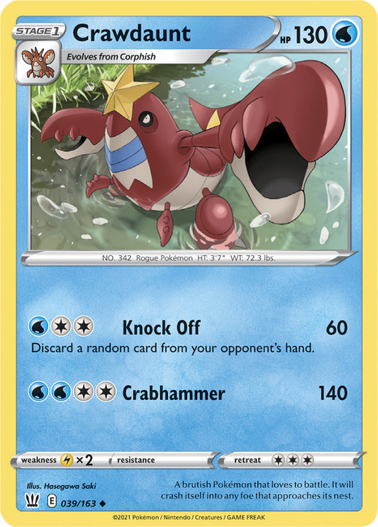 Crawdaunt Base card #039/163 Pokémon Card Battle Styles