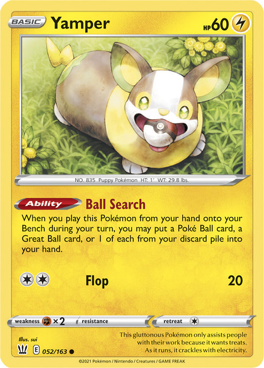 Yamper Base card #052/163 Pokémon Card Battle Styles