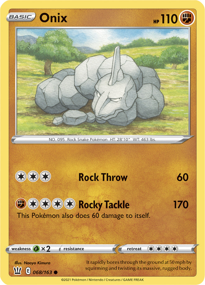 Onix Base card #068/163 Pokémon Card Battle Styles