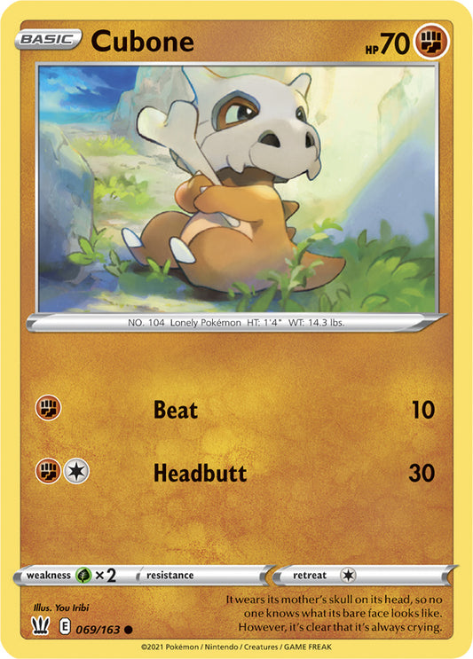 Cubone Base card #069/163 Pokémon Card Battle Styles