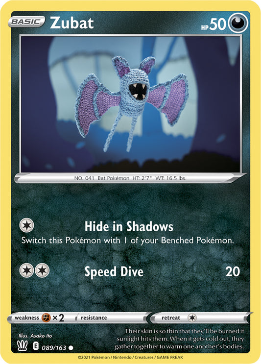 Zubat Base card #089/163 Pokémon Card Battle Styles