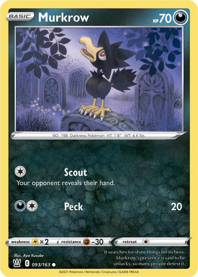 Murkrow Base card #093/163 Pokémon Card Battle Styles