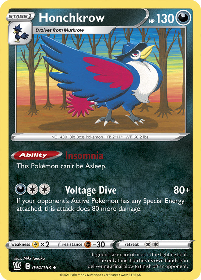 Honchkrow Base card #094/163 Pokémon Card Battle Styles