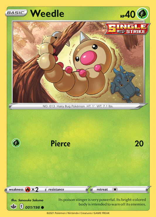 Weedle Base card #001/198 Pokémon Card Chilling Reign