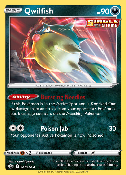 Qwilfish Base card #101/198 Pokémon Card Chilling Reign