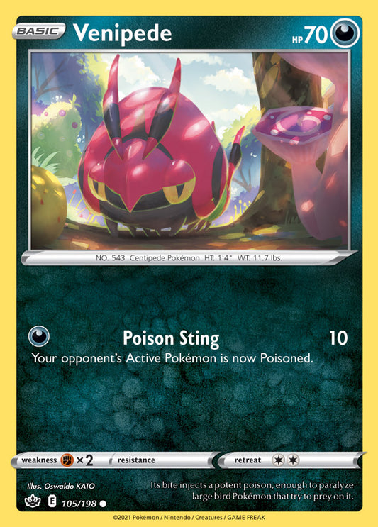 Venipede Base card #105/198 Pokémon Card Chilling Reign