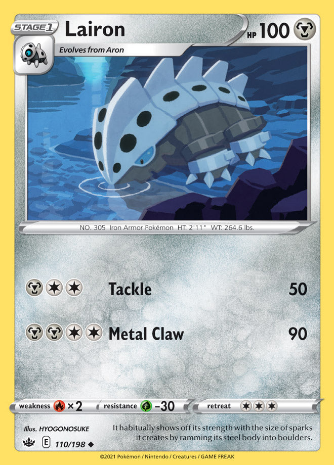 Lairon Base card #110/198 Pokémon Card Chilling Reign