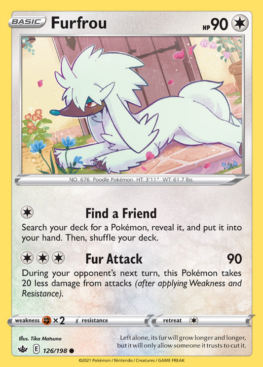 Furfrou Base card #126/198 Pokémon Card Chilling Reign