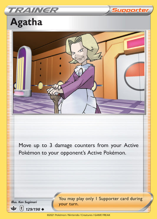 Trainer Agatha Base card #129/198 Pokémon Card Chilling Reign